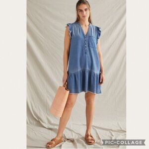Anthropologie Pilcro Flounced Tunic Dress in Dark Denim